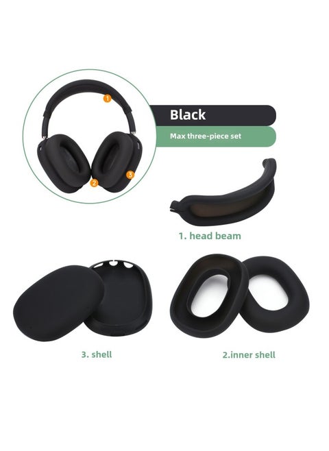 Digital Computer/bluetooth Headset Case/bluetooth Headset Shell Protective Cover For Airpods Pro-Color:max Three-piece Black (head Beam + Shell + Ear Cap)-Model:Applicable To Airpods Max