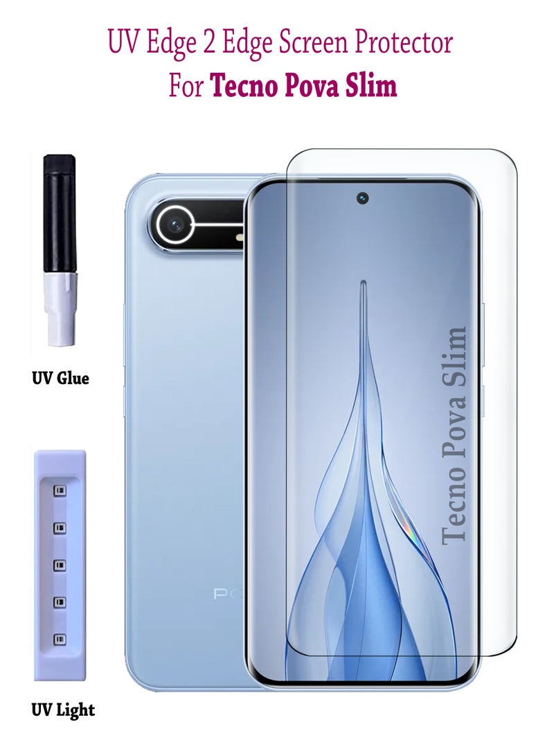 Tecno Pova Slim 5G Premium Tempered Glass Design For Tecno Pova Slim 5G | Smartphone Advanced Border Less Full Edge To Edge UV Screen Protector And Easy Installation Kit - Image 1