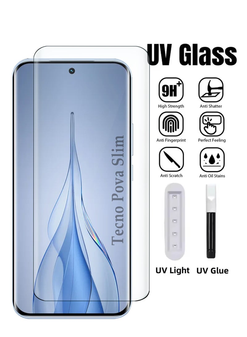 Tecno Pova Slim 5G Premium Tempered Glass Design For Tecno Pova Slim 5G | Smartphone Advanced Border Less Full Edge To Edge UV Screen Protector And Easy Installation Kit - Image 5