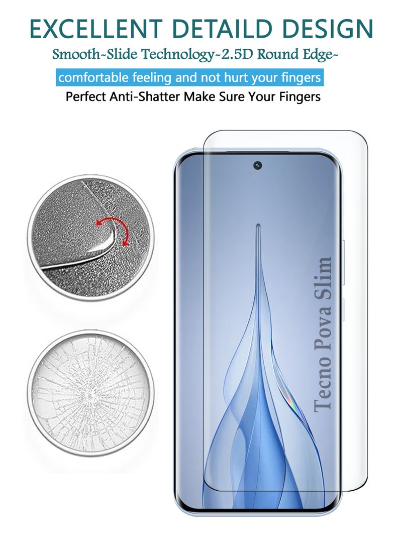 Tecno Pova Slim 5G Premium Tempered Glass Design For Tecno Pova Slim 5G | Smartphone Advanced Border Less Full Edge To Edge UV Screen Protector And Easy Installation Kit - Image 3