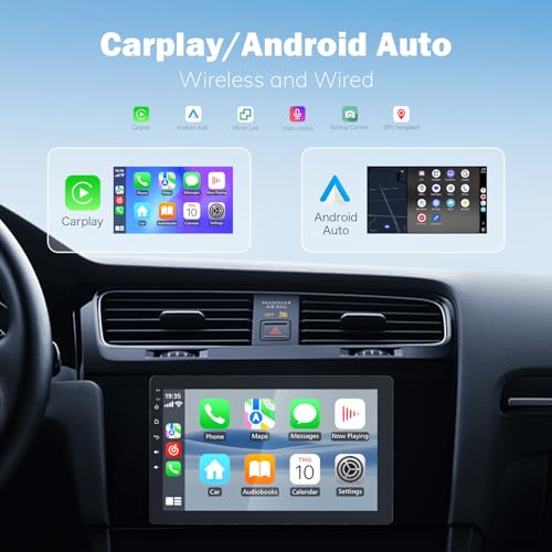 Haudio 10.1" Single Din Car Radio with Rotatable Touchscreen, Wireless Apple CarPlay, Android Auto, Touch Screen Radio, GPS Navigation, Bluetooth, Hi-Fi Sound, Voice Control, Backup Camera - Image 4