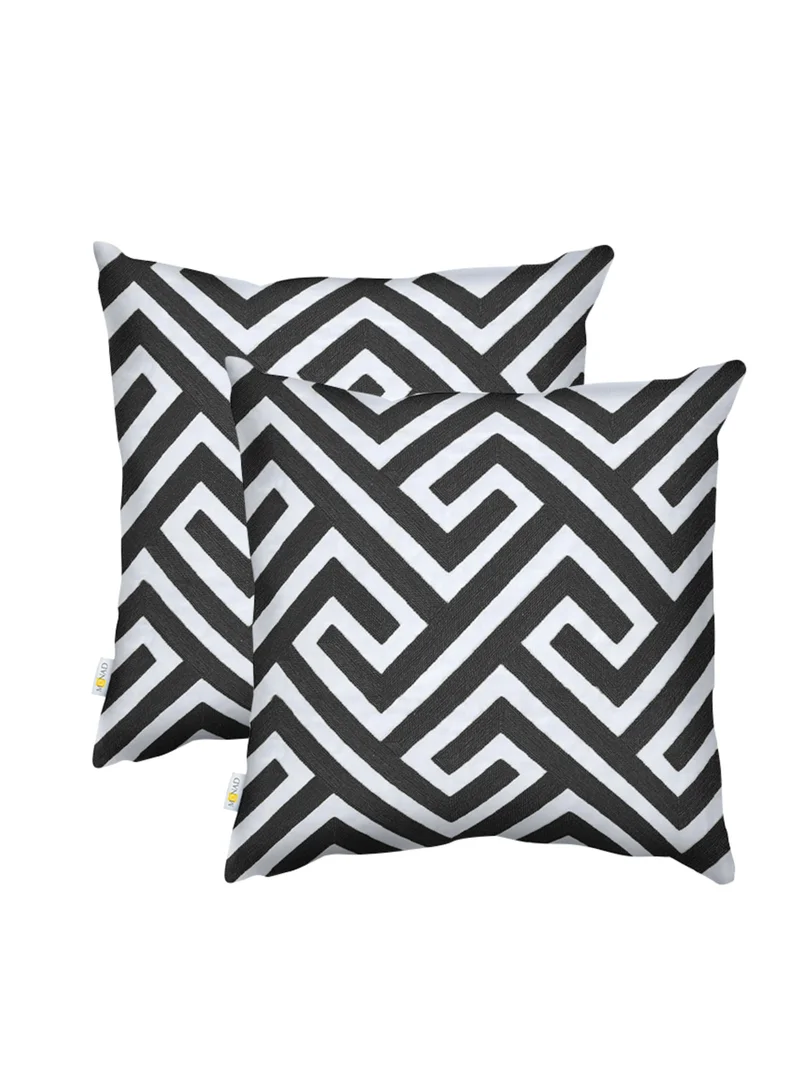 Donetella 2 Piece Embroidered cushion cover (45X45 cm) without filler Black