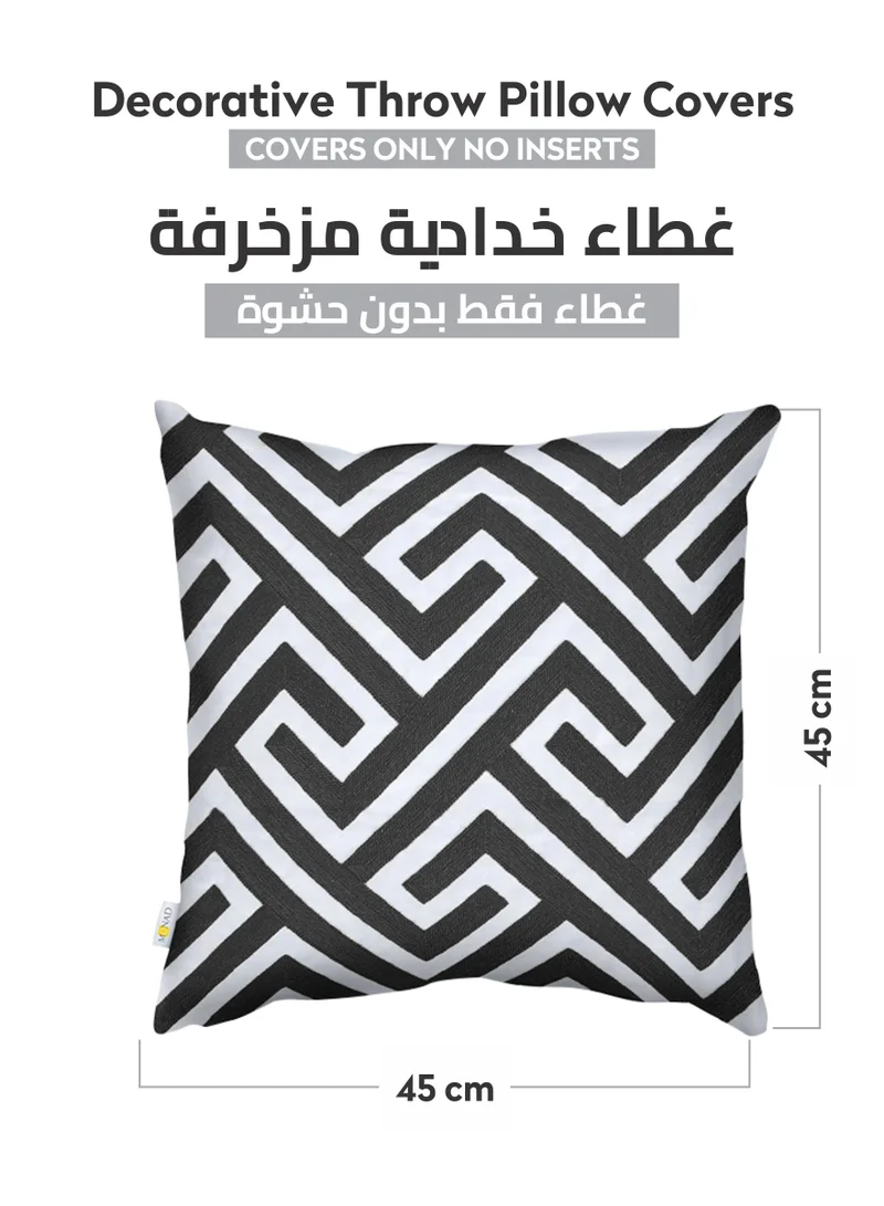 Donetella 2 Piece Embroidered cushion cover (45X45 cm) without filler Black