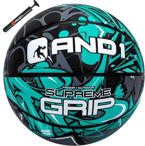 AND1 Supreme Grip Rubber Basketball Official Regulation Size 7 295 inches Deep Channel Construction Streetball Made for Indoor Outdoor Basketball Games - Image 1