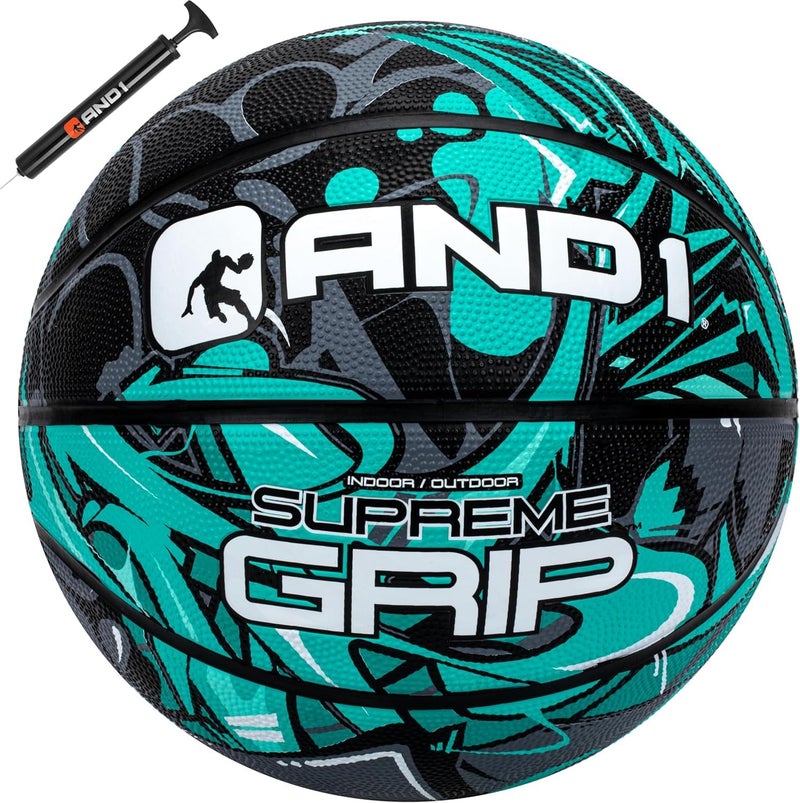 AND1 Supreme Grip Rubber Basketball Official Regulation Size 7 295 inches Deep Channel Construction Streetball Made for Indoor Outdoor Basketball Games - Image 2