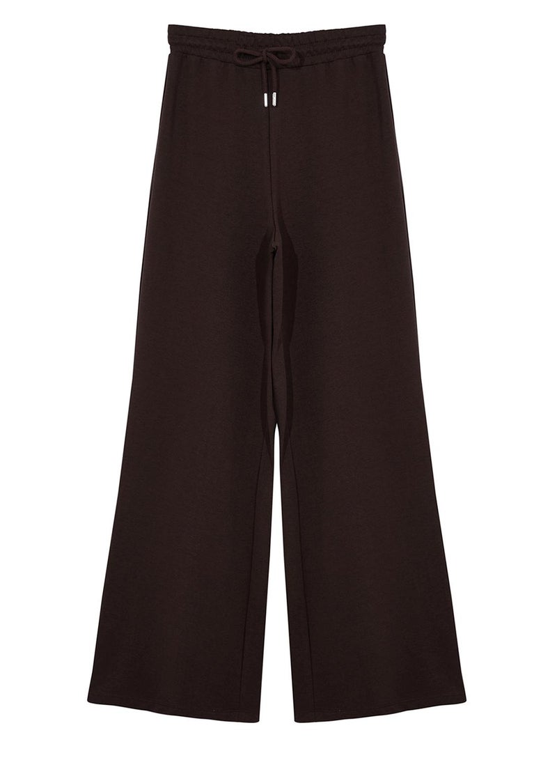 trendyol Bitter Brown Cotton Wide Leg Slim Knitted Sports Sweatpants - Image 5