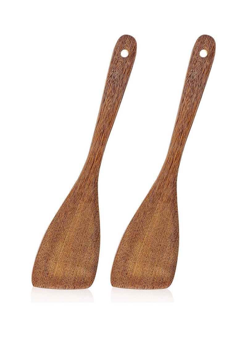 كيلا 2 قطعة ملعقة خشبية للمطبخ للطهي، 13 بوصة من الخشب غير القابل للخدش، ملعقة قلي بمقبض طويل، أدوات طهي، زعانف خشبية لأواني الطهي غير اللاصقة - Image 1