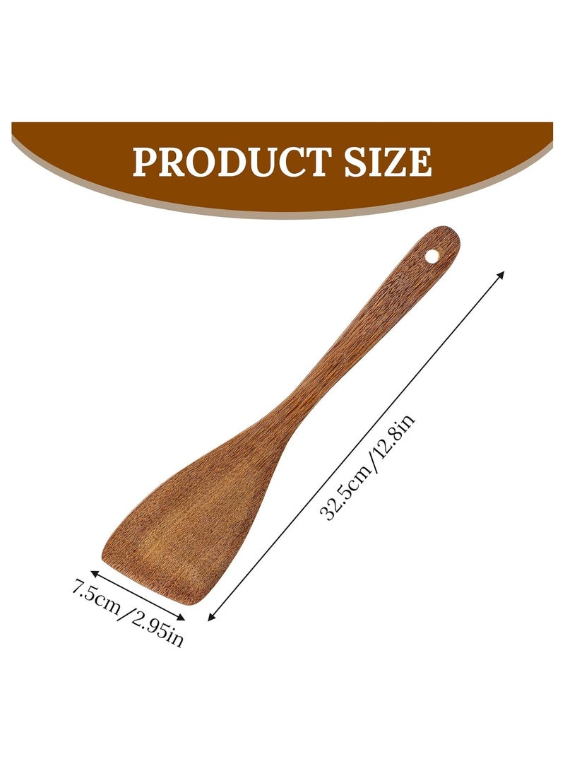 كيلا 2 قطعة ملعقة خشبية للمطبخ للطهي، 13 بوصة من الخشب غير القابل للخدش، ملعقة قلي بمقبض طويل، أدوات طهي، زعانف خشبية لأواني الطهي غير اللاصقة - Image 3
