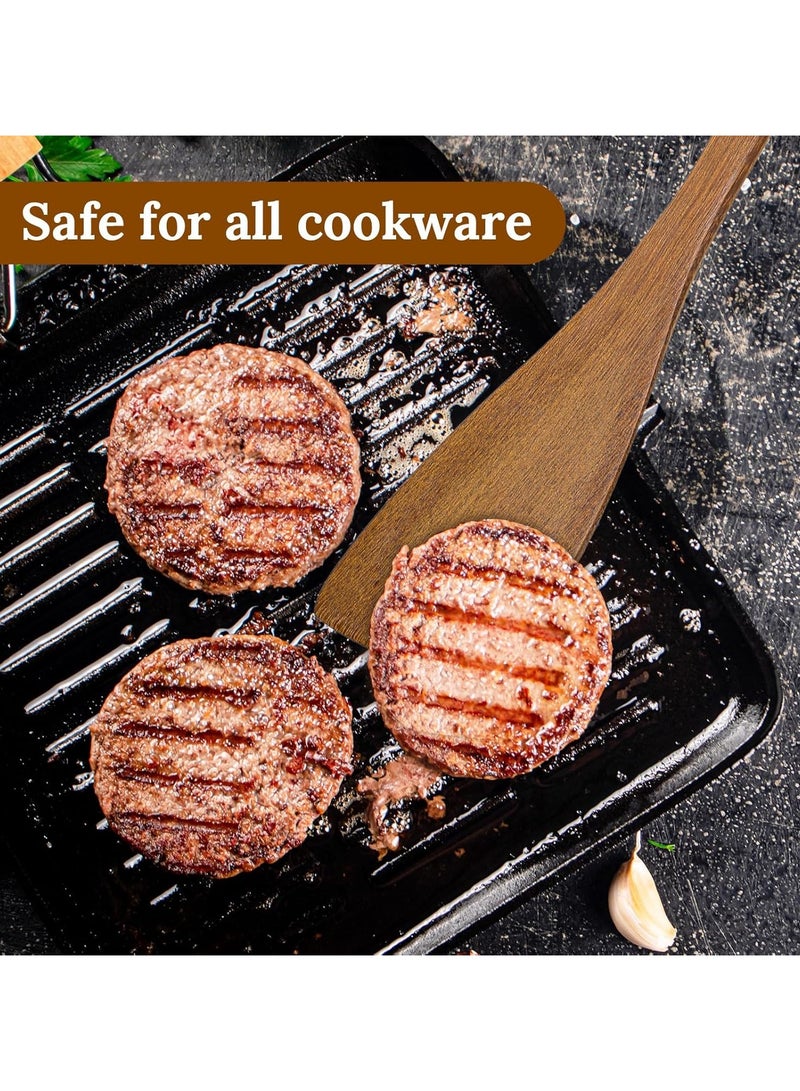 كيلا 2 قطعة ملعقة خشبية للمطبخ للطهي، 13 بوصة من الخشب غير القابل للخدش، ملعقة قلي بمقبض طويل، أدوات طهي، زعانف خشبية لأواني الطهي غير اللاصقة - Image 2