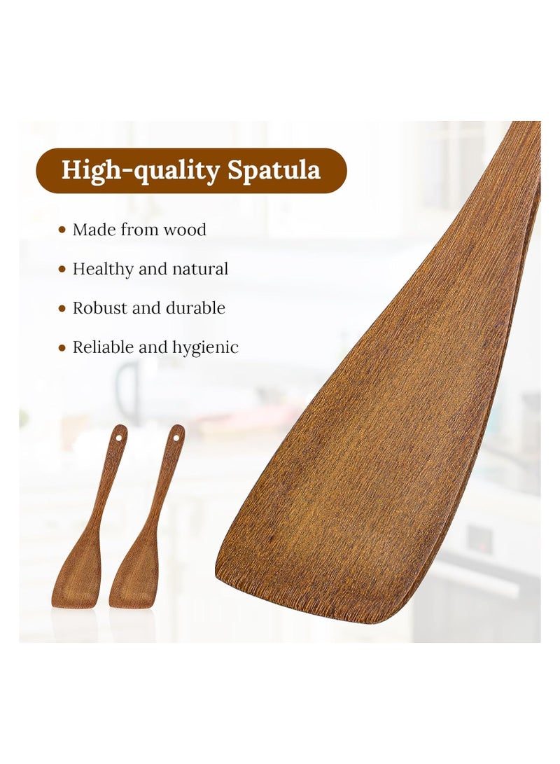 كيلا 2 قطعة ملعقة خشبية للمطبخ للطهي، 13 بوصة من الخشب غير القابل للخدش، ملعقة قلي بمقبض طويل، أدوات طهي، زعانف خشبية لأواني الطهي غير اللاصقة - Image 4