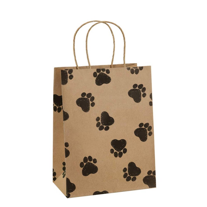 BagDream Brown Gift Bags 8x425x105 25Pcs Kraft Paper Gift Bags with Handles Paw Prints Paper Sacks for Animal Party Favor Retail Grocery Dogs Puppys Paw