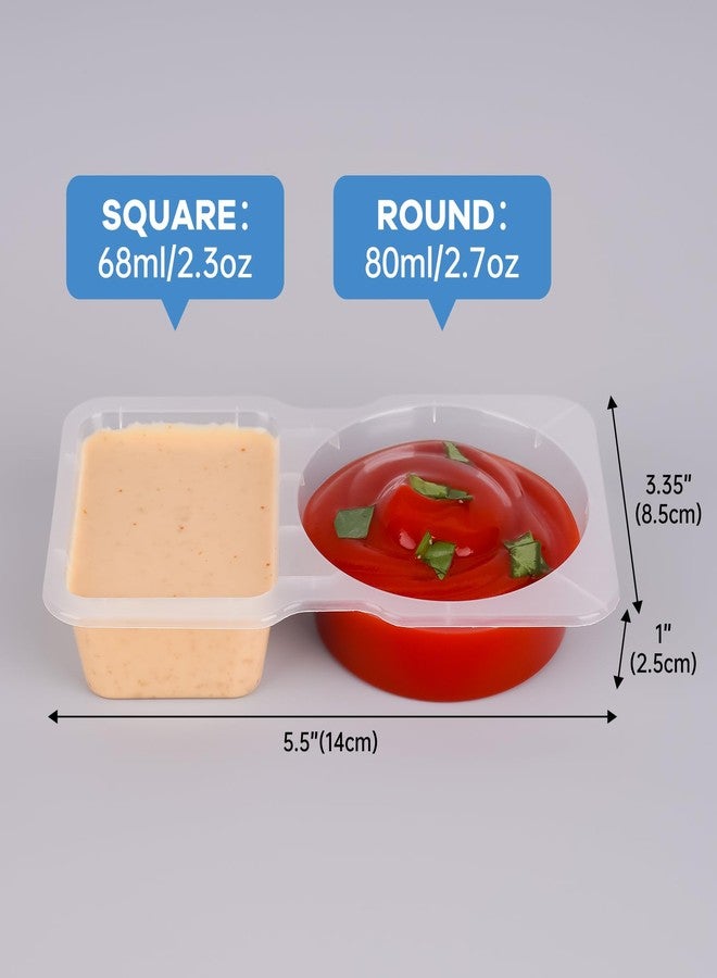 NiHome 50PCS Disposable Double Compartment Condiment Containers with Secure Leak-Proof Lids & Transparent Spoons, Portable Seasoning Storage for Picnics, Lunch Boxes, Travel, Food Safe PP5 Plastic - Image 5