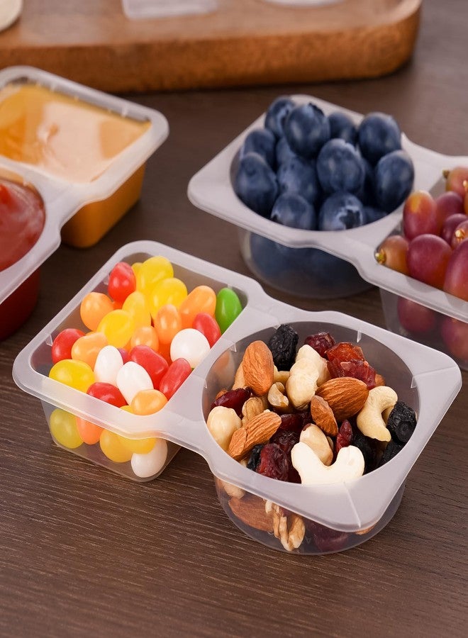 NiHome 50PCS Disposable Double Compartment Condiment Containers with Secure Leak-Proof Lids & Transparent Spoons, Portable Seasoning Storage for Picnics, Lunch Boxes, Travel, Food Safe PP5 Plastic - Image 3