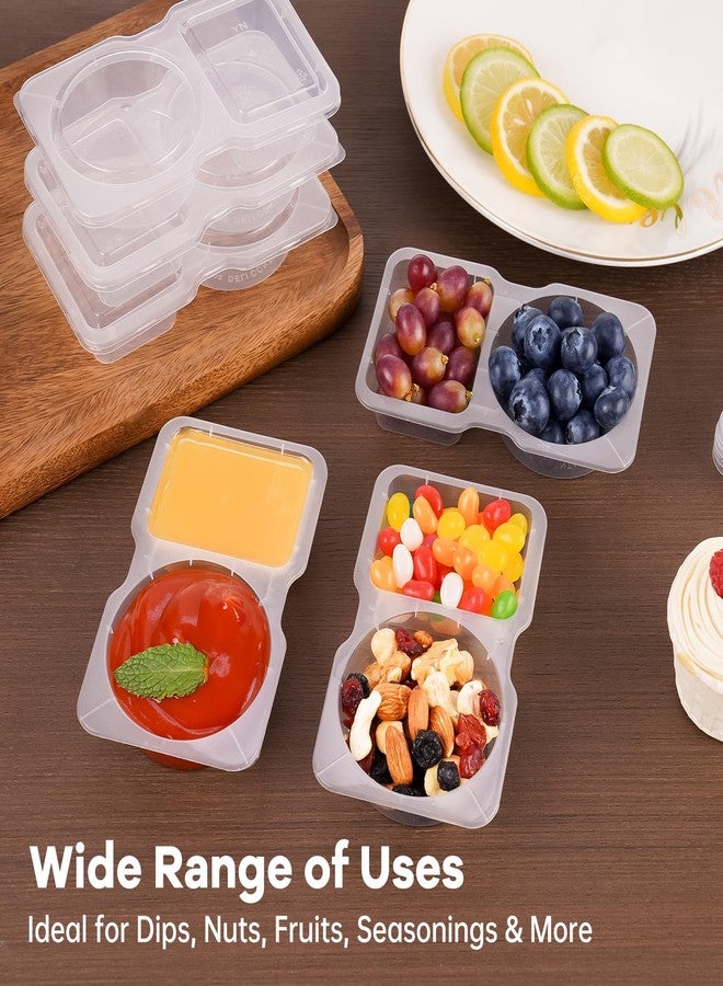 NiHome 50PCS Disposable Double Compartment Condiment Containers with Secure Leak-Proof Lids & Transparent Spoons, Portable Seasoning Storage for Picnics, Lunch Boxes, Travel, Food Safe PP5 Plastic - Image 2