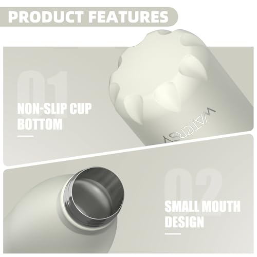 WATERSY Stainless Steel water bottles,17oz/500ml Insulated Water Bottles,Cream White metal water bottle Keeps Drink Cold and Hot,BPA Free kids water bottles for School,Gym,Travel,Sports - Image 5
