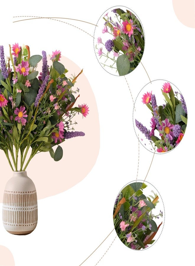 Bibelot Artificial Faux Plants Flowers Indoor Spring Summer Decor, 6 Bundles Fake Silk Daisies Lavender Branches for Indoor Outdoor Wedding Office Party Hotel Home Decor, Vase Not Included - Image 2
