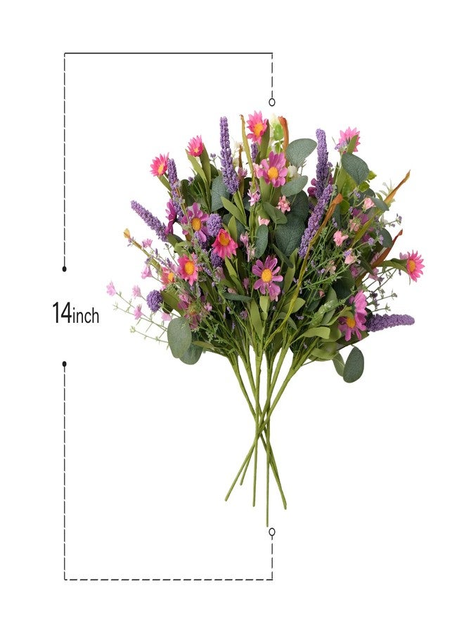 Bibelot Artificial Faux Plants Flowers Indoor Spring Summer Decor, 6 Bundles Fake Silk Daisies Lavender Branches for Indoor Outdoor Wedding Office Party Hotel Home Decor, Vase Not Included - Image 3