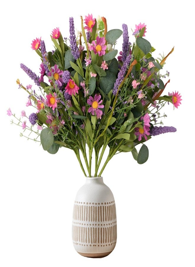 Bibelot Artificial Faux Plants Flowers Indoor Spring Summer Decor, 6 Bundles Fake Silk Daisies Lavender Branches for Indoor Outdoor Wedding Office Party Hotel Home Decor, Vase Not Included - Image 1