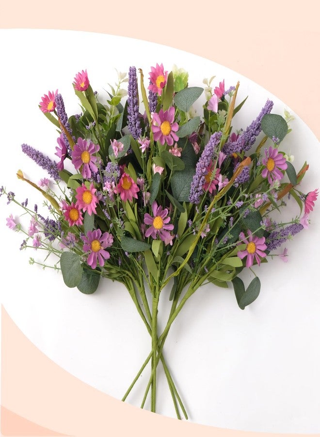 Bibelot Artificial Faux Plants Flowers Indoor Spring Summer Decor, 6 Bundles Fake Silk Daisies Lavender Branches for Indoor Outdoor Wedding Office Party Hotel Home Decor, Vase Not Included - Image 4