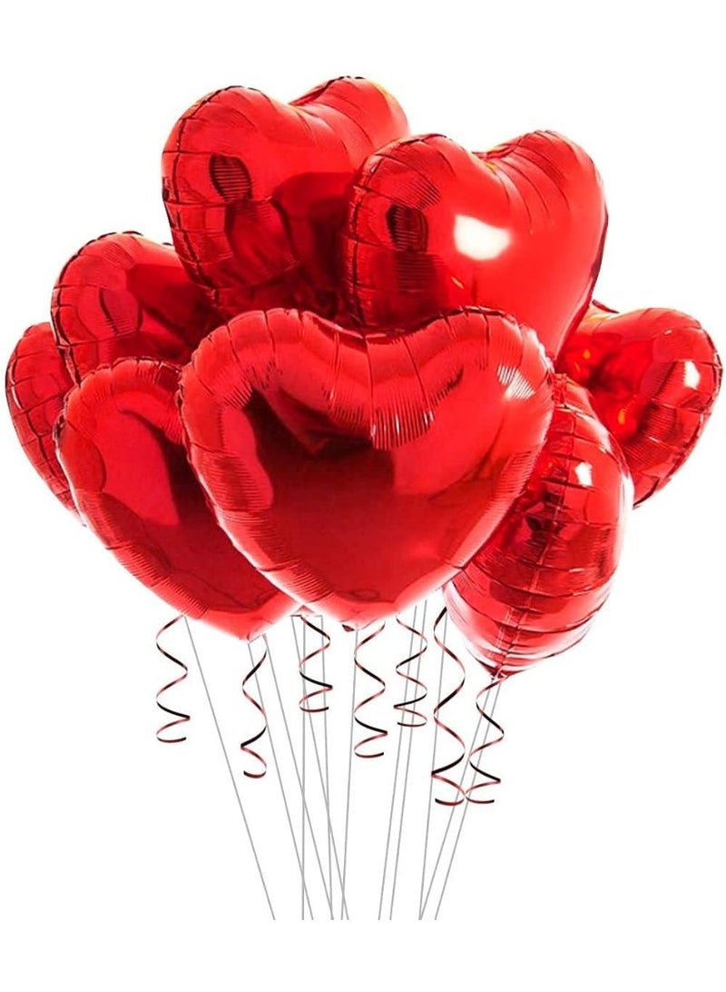 Red Heart Balloons for Valentine’s Day Decorations – Heart Shape Balloons, 18 Inch for Valentine Decorations – Love Foil Balloon Red Wedding Anniversary & Valentine Party Decors (Set of 10) - Image 1