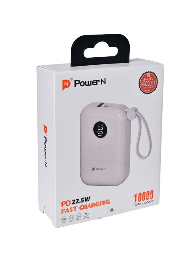 POWER N - Power Bank 10000mAh with Type-C and Lightning Cables - PD/QC - Image 1