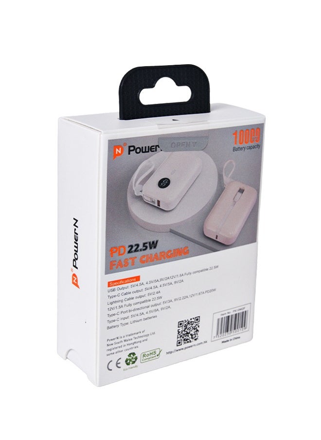 POWER N - Power Bank 10000mAh with Type-C and Lightning Cables - PD/QC - Image 1