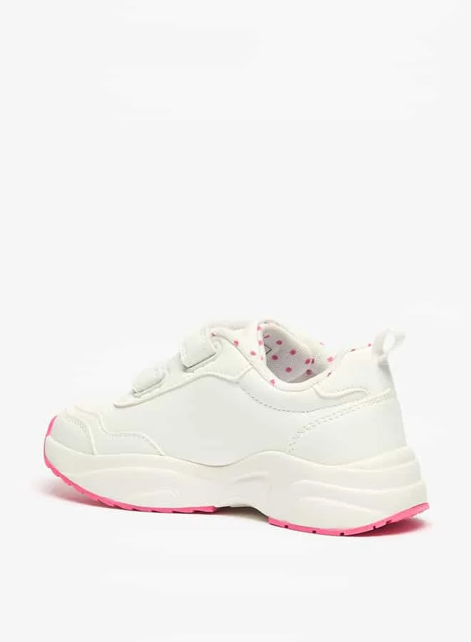 Disney Girls Minnie Mouse Embossed Sneakers with Hook and Loop Closure