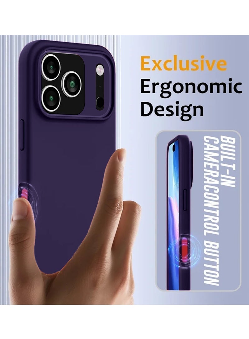 Raxoom "Apple iPhone 17 Pro Max 5G (2025) Soft Liquid Silicone Case Cover â€“ Slim Fit, Shockproof, Anti-Scratch & Anti-Fingerprint Protective Back Case with Microfiber Lining â€“ Eggplant Purple (MCRPSN)" - Image 5