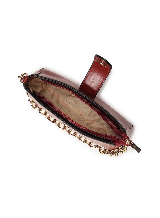 Fastrack Women's Chain Strap Shoulder Bag with Top Zip and Flap Closure | Main Compartment, Inner Zip and Slip Pockets | Stylish Shoulder Bag | Trendy Women's Handbags, Brown - Image 5