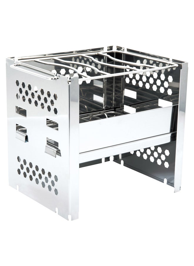 AL SANIDI Portable BBQ stove, Charcoal BBQ Stove, Silver, Size 15*20*18 Cm  - Image 1