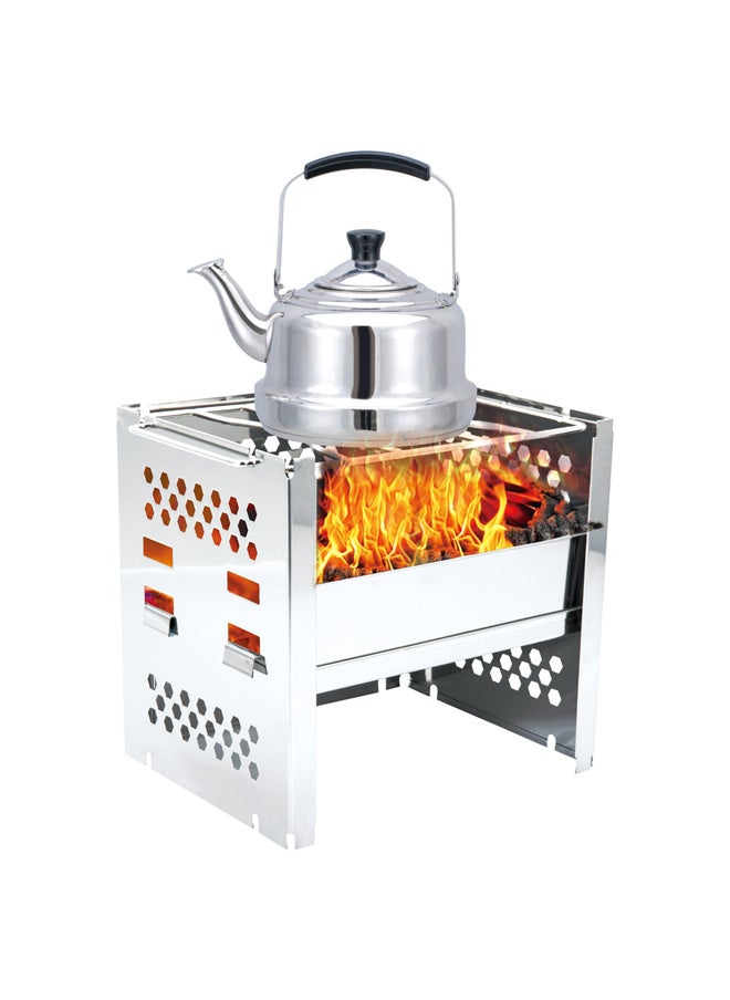 AL SANIDI Portable BBQ stove, Charcoal BBQ Stove, Silver, Size 15*20*18 Cm  - Image 3
