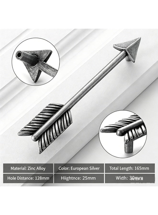 2pcs Kitchen Cabinet Pulls Handles with 5 Inch Hole Center Zinic Alloy Drawer Handle Hardware for Cabinets Creative Arrow Shape Cupboard Drawer Pulls, 128mm Hole Centers - Image 1