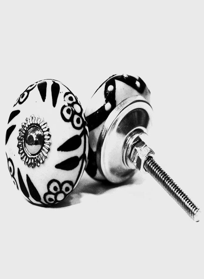 GANGKART-Ceramic Knobs World مقابض سيراميك عالمية من جانج كارت - مقابض أبواب للأدراج، مقابض خزائن عتيقة مصنوعة يدويًا لأثاث المطبخ، باللونين الأسود والأبيض - عبوة من 6 مقابض - Image 5