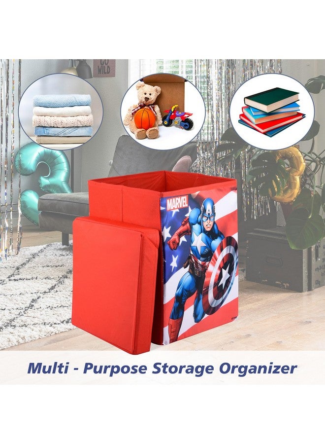 Kuber Industries Captain America Toy Storage Box | Laundry Basket for Toys | Folding Laundry Basket | Clothes Hamper with Lid & Handles | Storage Basket for Bathroom | 60 LTR | Red - Image 4