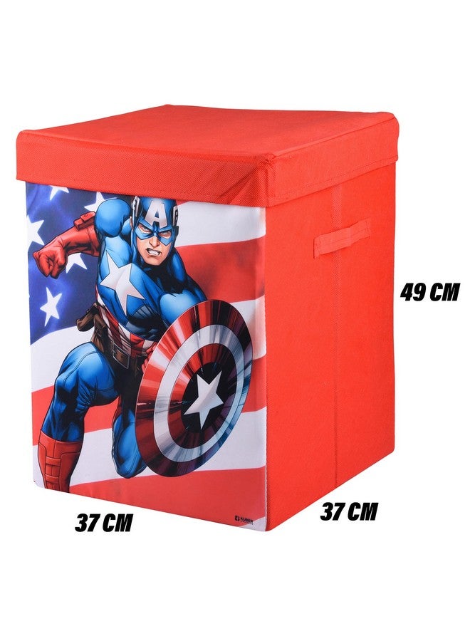 Kuber Industries Captain America Toy Storage Box | Laundry Basket for Toys | Folding Laundry Basket | Clothes Hamper with Lid & Handles | Storage Basket for Bathroom | 60 LTR | Red - Image 3