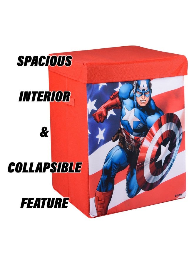 Kuber Industries Captain America Toy Storage Box | Laundry Basket for Toys | Folding Laundry Basket | Clothes Hamper with Lid & Handles | Storage Basket for Bathroom | 60 LTR | Red - Image 5