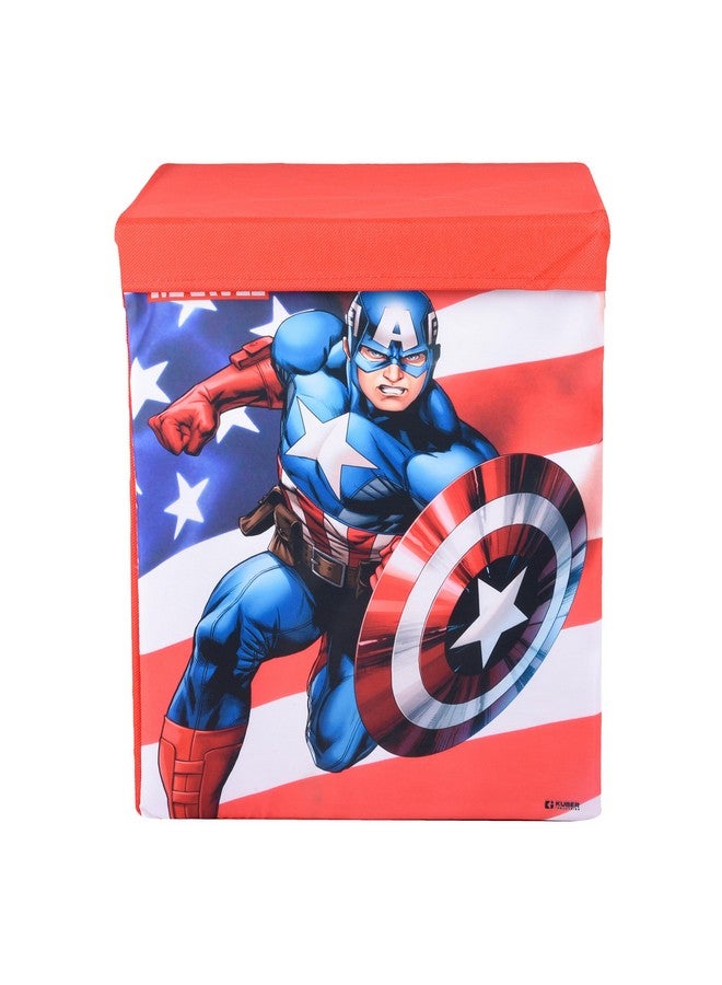 Kuber Industries Captain America Toy Storage Box | Laundry Basket for Toys | Folding Laundry Basket | Clothes Hamper with Lid & Handles | Storage Basket for Bathroom | 60 LTR | Red - Image 2