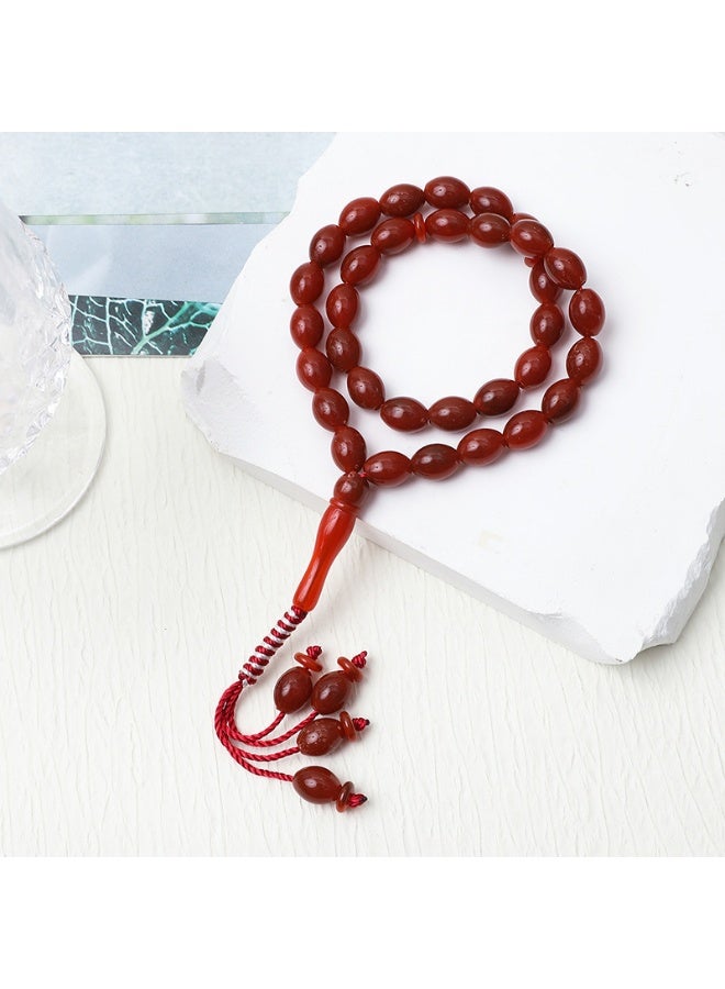 NIBEMINENT 33 Muslim Prayer Beads Red/12mm 
