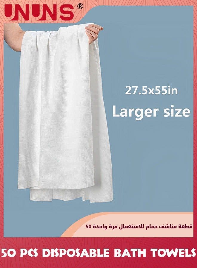 UNUNS Disposable Bath Towels,50-Count Guest Hair Towels,Bathroom Shower Body Towel For Travel Hotel Business Trip Camping Spa,Absorbent Quick Dry,Large Size 70x30cm,White - Image 5