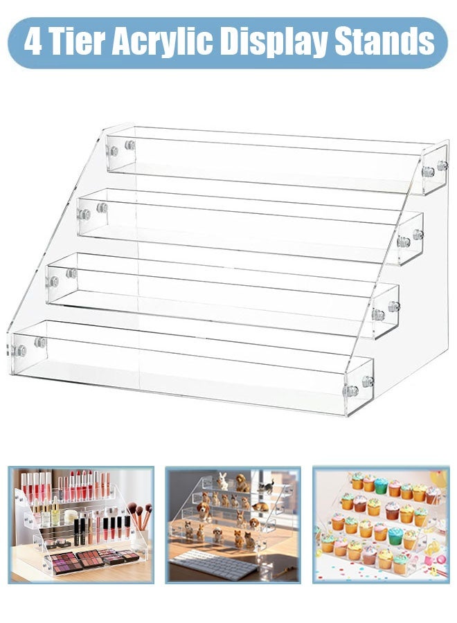 Acrylic Display Stands, 12 inch 4 Tier Clear Display Shelf, Perfume organizer Stand, Makeup Display Stands, Cupcake Stand Holder, Riser Stand for Figures, Acrylic Shelves for Display - Image 1