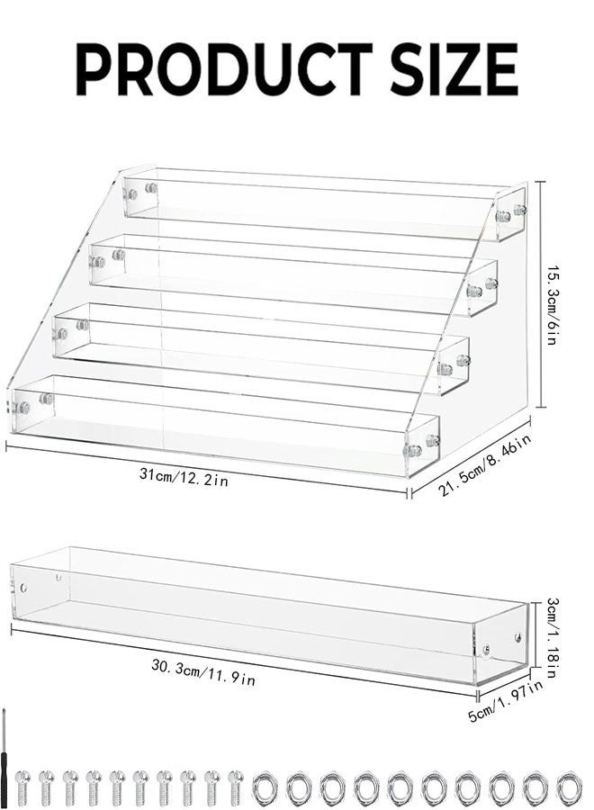 Acrylic Display Stands, 12 inch 4 Tier Clear Display Shelf, Perfume organizer Stand, Makeup Display Stands, Cupcake Stand Holder, Riser Stand for Figures, Acrylic Shelves for Display - Image 3