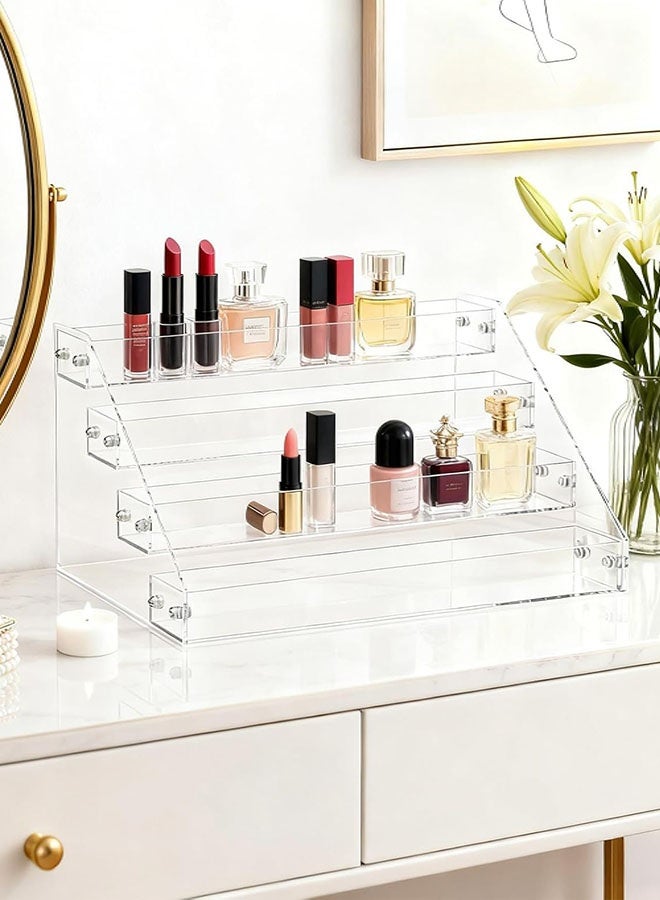 Acrylic Display Stands, 12 inch 4 Tier Clear Display Shelf, Perfume organizer Stand, Makeup Display Stands, Cupcake Stand Holder, Riser Stand for Figures, Acrylic Shelves for Display - Image 4