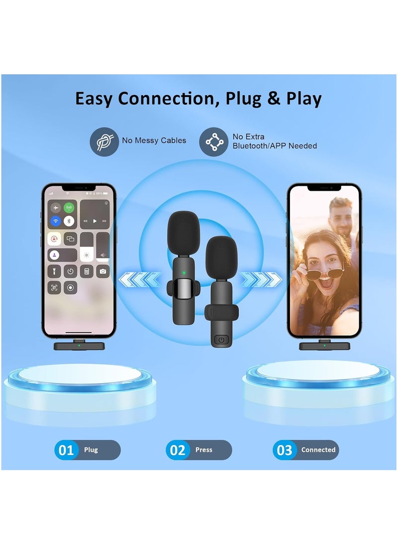 MMG - Professional Wireless Lavalier Lapel Microphone for iPhone, iPad - Cordless Omnidirectional Condenser Recording Mic for Interview Video Podcast Vlog YouTube, Bluetooth, Black - Image 1