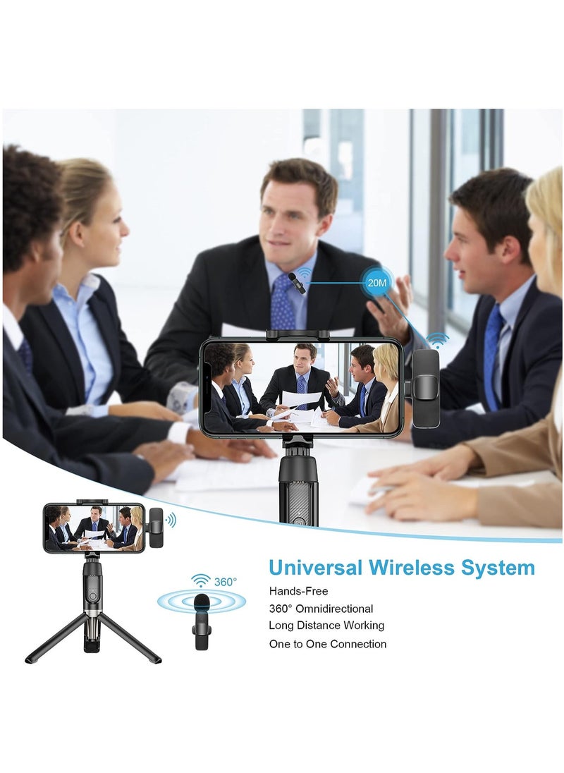 MMG - Professional Wireless Lavalier Lapel Microphone for iPhone, iPad - Cordless Omnidirectional Condenser Recording Mic for Interview Video Podcast Vlog YouTube, Bluetooth, Black - Image 1