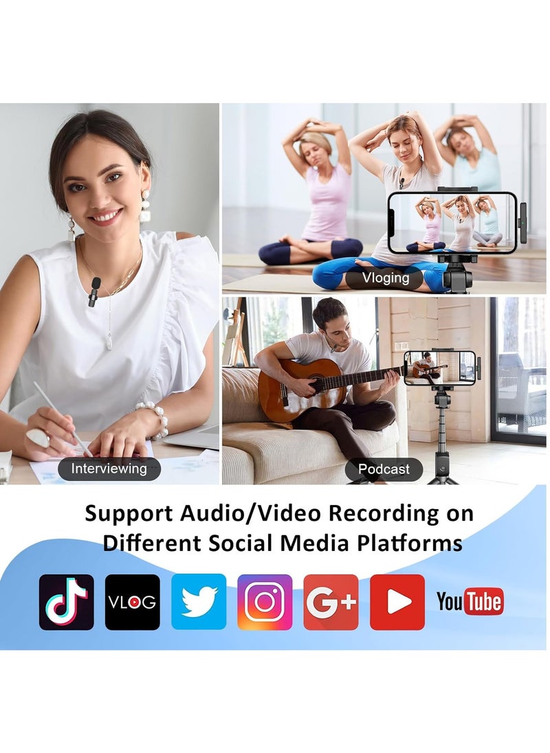MMG - Professional Wireless Lavalier Lapel Microphone for iPhone, iPad - Cordless Omnidirectional Condenser Recording Mic for Interview Video Podcast Vlog YouTube, Bluetooth, Black - Image 1