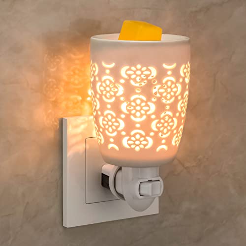 STARMOON STAR MOON Ceramic Pluggable Wax Melt Warmer for Scented Wax, Diffuser for Fragrance Oil, Candle Melter Plug in Wall for Home, Office and Spa, Ideal Gifts, with Two Bulbs - Image 1
