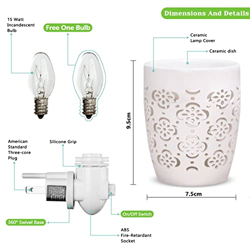 STARMOON STAR MOON Ceramic Pluggable Wax Melt Warmer for Scented Wax, Diffuser for Fragrance Oil, Candle Melter Plug in Wall for Home, Office and Spa, Ideal Gifts, with Two Bulbs - Image 5
