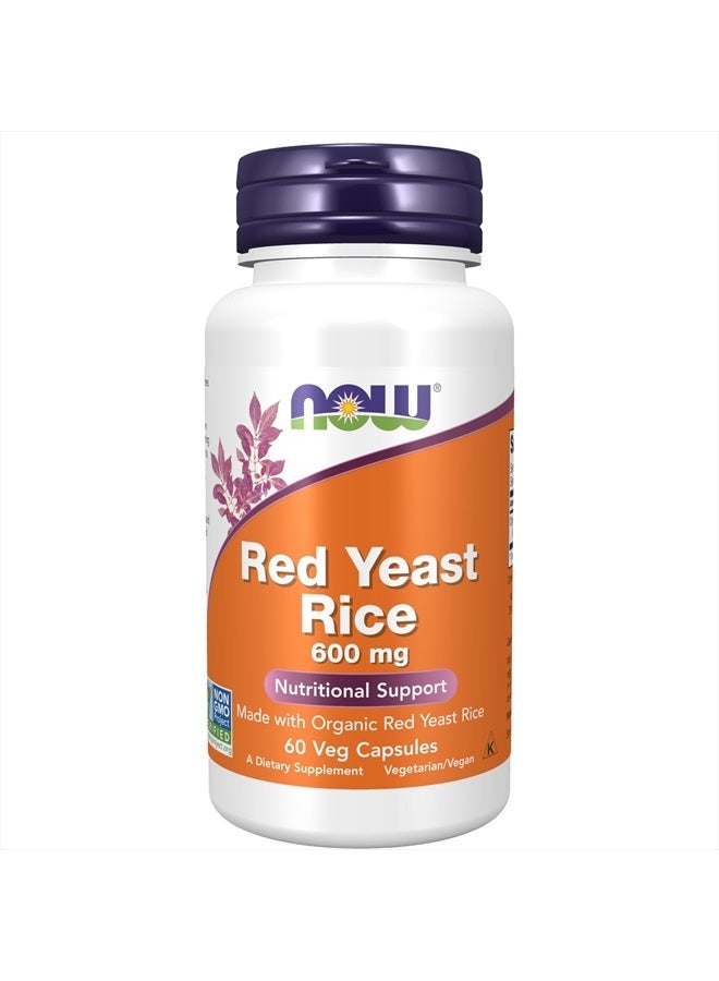 now Supplements, Red Yeast Rice 600 mg, Made with Organic Red Yeast Rice, 60 Veg Capsules - Image 1