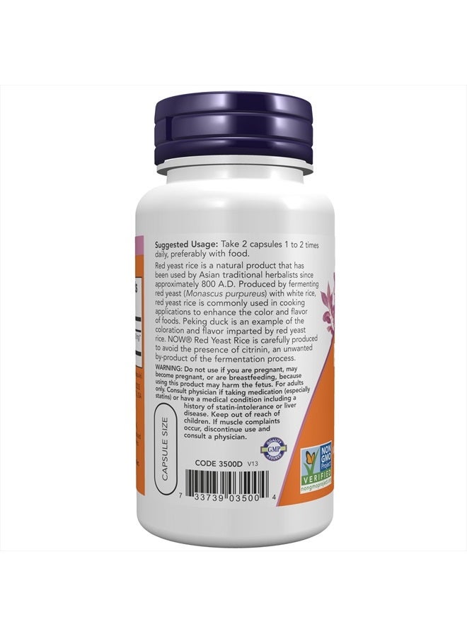 now Supplements, Red Yeast Rice 600 mg, Made with Organic Red Yeast Rice, 60 Veg Capsules - Image 3