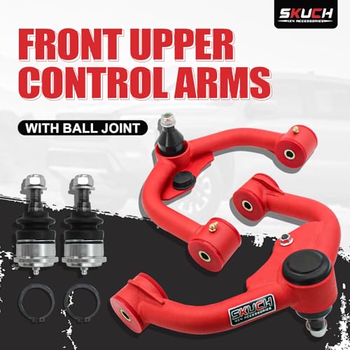 SKUCH 4X4 ACCESSORIES 1-3" Lift Front Upper Control Arms for Nissan Xterra 2005-2015, Nissan Frontier 2005-2021, Pathfinder 2005-2012, PU Bushing, 2 Replacement Ball Joints, Wrinkle Red - Image 3